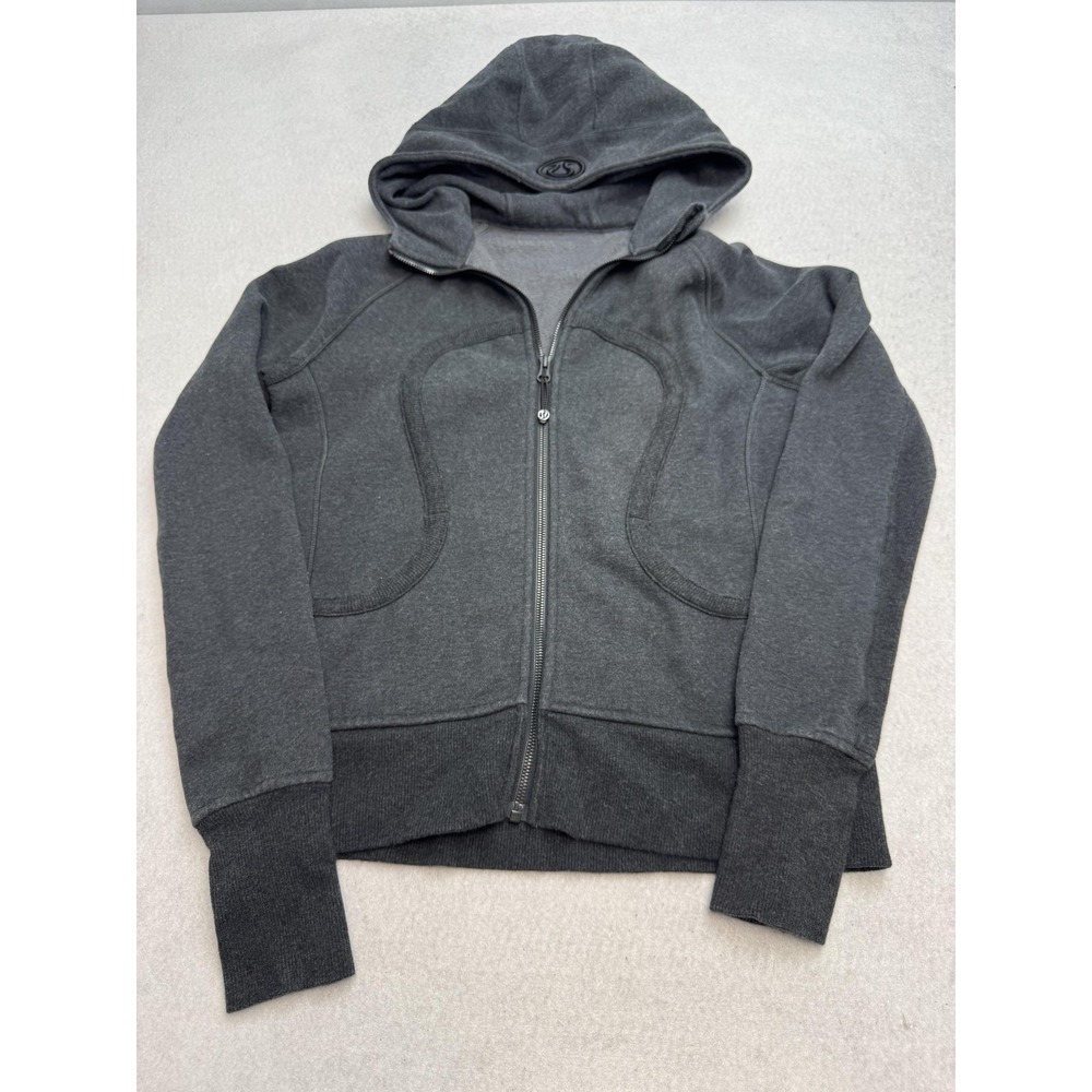 Lululemon Hoodie Jacket Women's Small Gray Nice Asana Full Zip Fleece Thumbholes